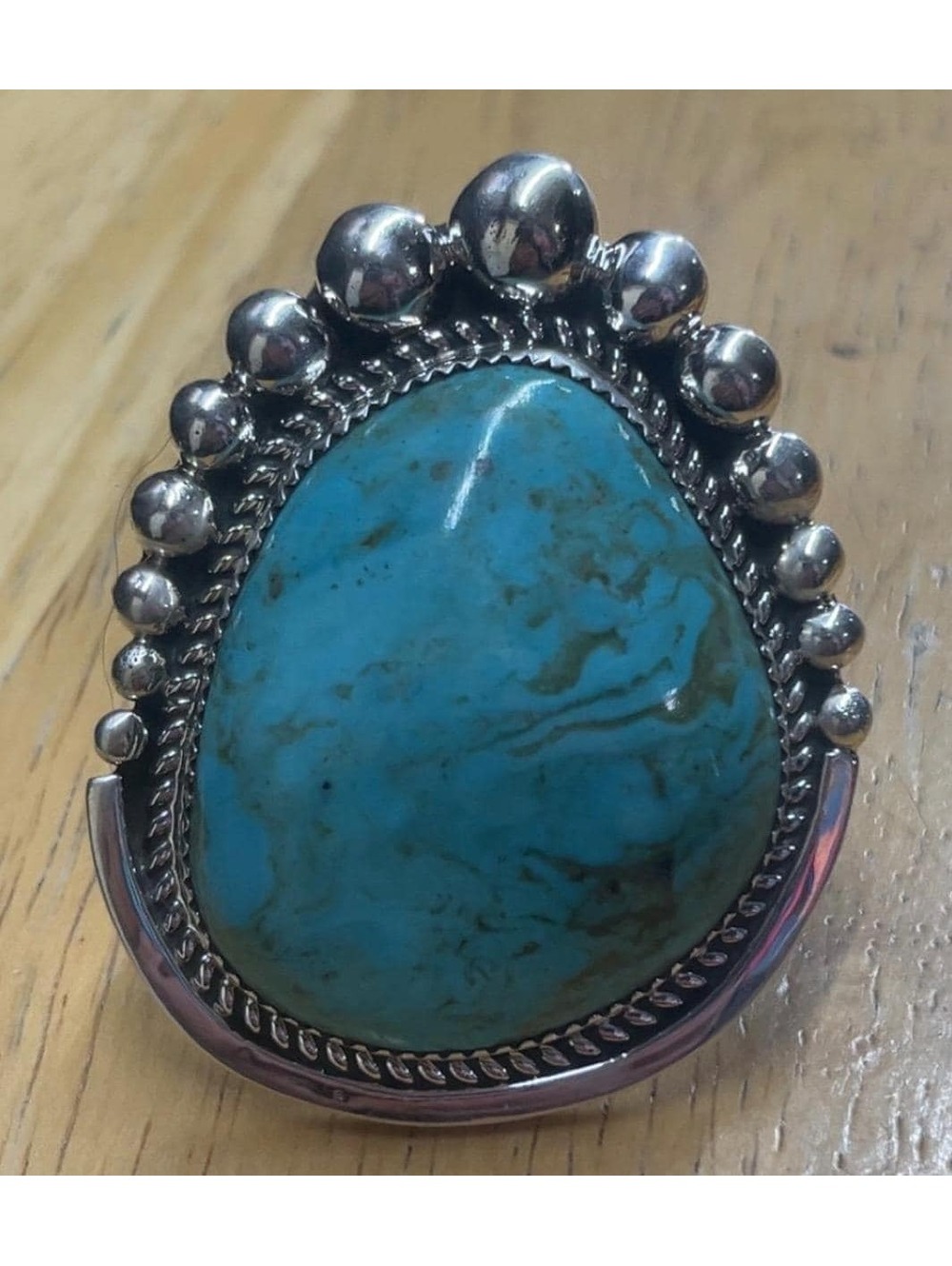 Navajo sterling silver larger adjustable turquoise traditional ring size 8-9